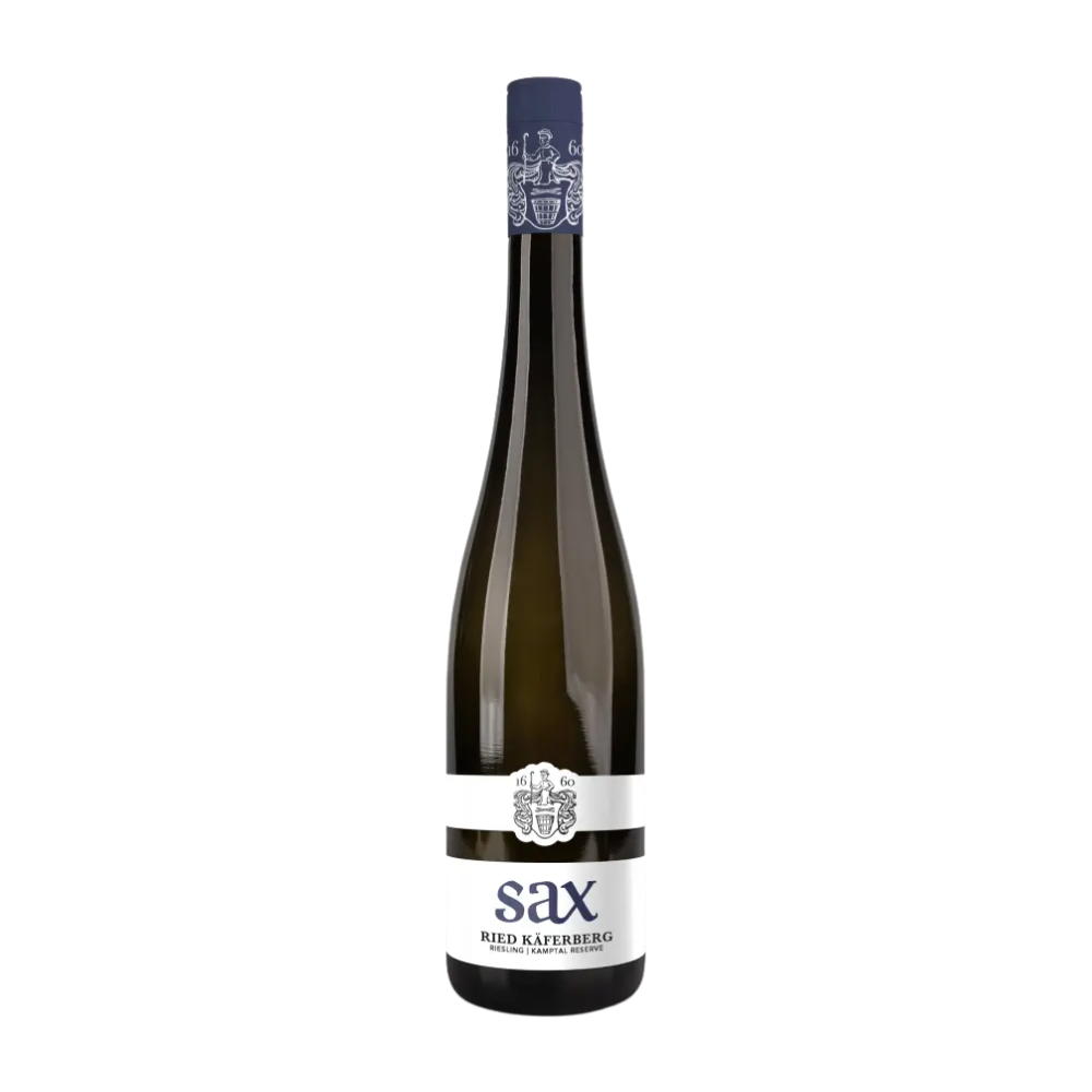 Fles oostenrijkse witte wijn van wijngoed Sax Riesling Ried Käferberg 2024 Kamptal DAC PUUR Oostenrijk
